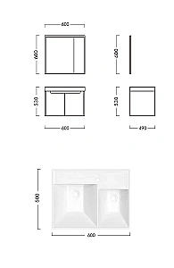 Тумба с раковиной CeruttiSpa Maiella 60 Подвесная Темно-серая для ванной в интернет-магазине Sanbest