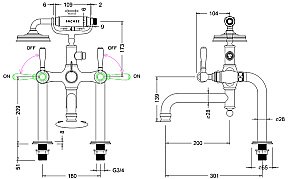 Смеситель для ванны Arcade ARC 2018 CHR с ручками ARC65 CHR купить в интернет-магазине сантехники Sanbest