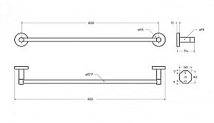 Полотенцедержатель Cezares RELAX-TH-65-GM оружейная сталь купить в интернет-магазине сантехники Sanbest