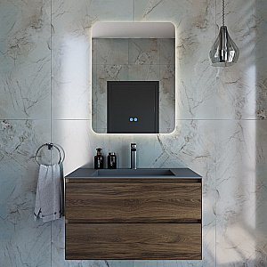 Тумба с раковиной Vincea Luka 80 VMC-2L800CO/VCB-13800G тёмный дуб/раковина серая для ванной в интернет-магазине Sanbest