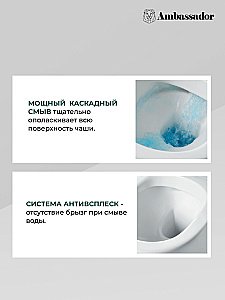 Унитаз подвесной Ambassador Forsa 243K19003S с крышкой микролифт, белый купить в интернет-магазине Sanbest