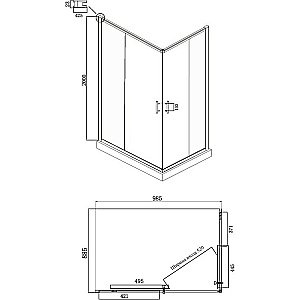 Душевой уголок Ambassador Kingston 14011121 100х90 стекло прозрачное/профиль хром купить в интернет-магазине Sanbest