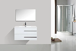 Тумба с раковиной Parly Bella 70 подвесная белая глянцевая для ванной в интернет-магазине Sanbest