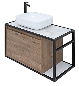 Тумба с раковиной Aquanet Nova Lite Loft 75 L/R дуб рустикальный для ванной в интернет-магазине Sanbest