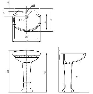 Раковина на пьедестале Migliore Gianeta 73 ML.GNT-25.870.BI/ML.GNT-25.807.BI белая купить в интернет-магазине Sanbest
