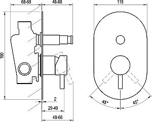 Смеситель для душа Ravak Espirit X070204 хром купить в интернет-магазине сантехники Sanbest
