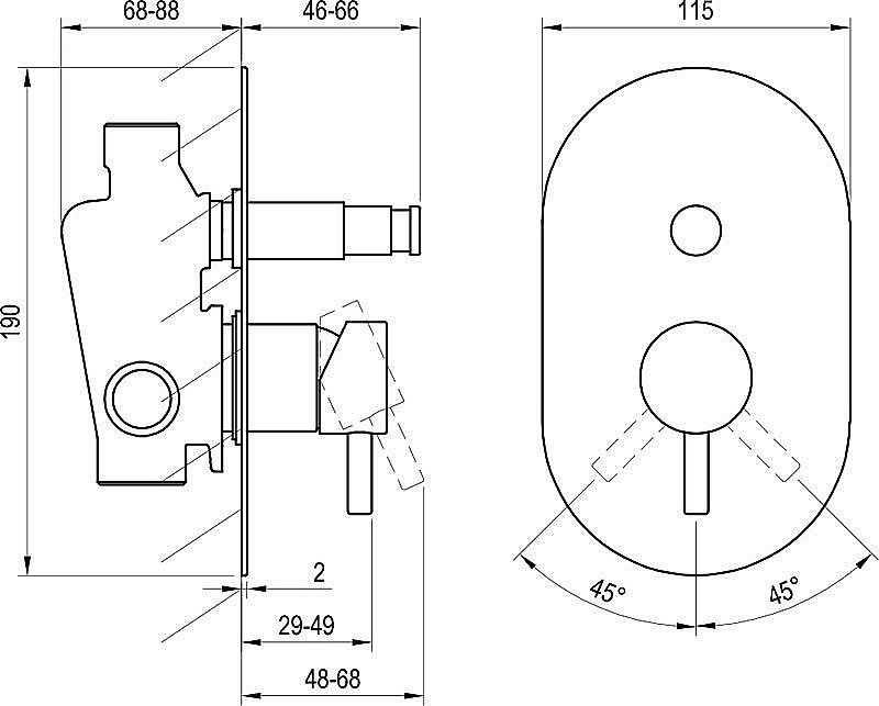 Смеситель для душа Ravak Espirit X070204 хром купить в интернет-магазине сантехники Sanbest