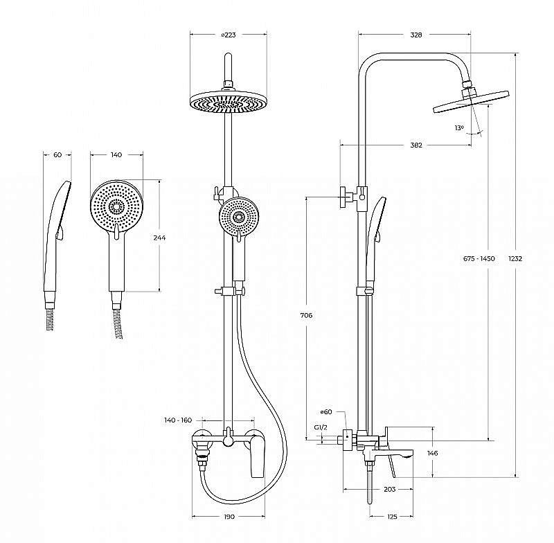 Душевая система Cezares COMFORT-CVD-01 хром купить в интернет-магазине сантехники Sanbest