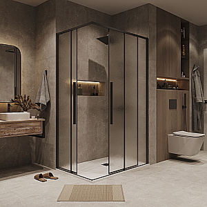 Душевой угол Grossman Galaxy 1/2.K33.01.12.21.02-1/2.K33.01.80L.21.02 120х80 профиль черный матовый/стекло шиншилла купить в интернет-магазине Sanbest