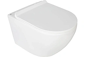 Унитаз подвесной Agger ATI09150L+APB255 безободковый, смыв Торнадо, с инсталляцией, с крышкой микролифт, белый/кнопка оружейная сталь матовая купить в интернет-магазине Sanbest