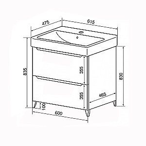 Тумба с раковиной Azario LOTOS 60/2 Н CS00081983 белая для ванной в интернет-магазине Sanbest