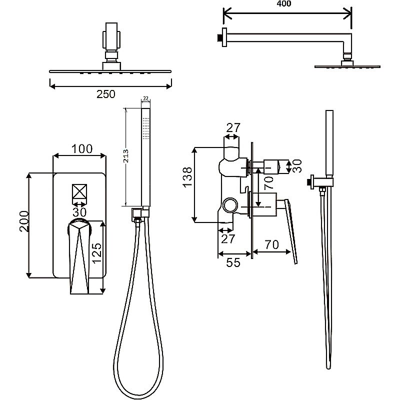 Душевая система Boheme Venturo 374-SGM сталь глянец купить в интернет-магазине сантехники Sanbest