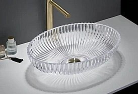 Раковина накладная CeramaLux GL 51 GL49 прозрачная купить в интернет-магазине Sanbest