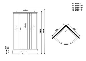 Душевая кабина Niagara Classic NG-6701-14P 90x90 купить в интернет-магазине Sanbest