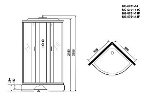 Душевая кабина Niagara Classic NG-6701-14P 90x90 купить в интернет-магазине Sanbest