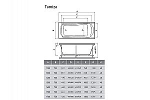 Ванна акриловая Relisan Tamiza Гл000025051 130x70 белая купить в интернет-магазине Sanbest