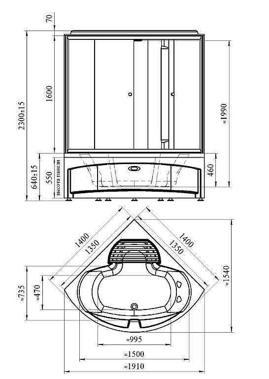 Душевой бокс Радомир Даниэла 140х140 без крыши, стекло матовое/профиль черный купить в интернет-магазине Sanbest