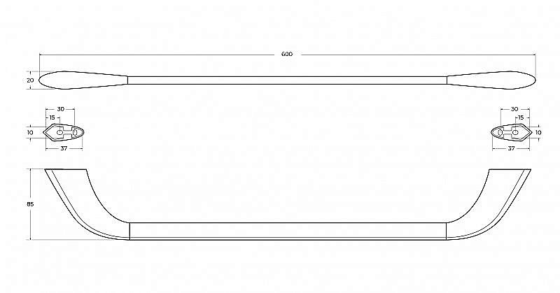 Полотенцедержатель Cezares LINER-TH-60-GM оружейная сталь купить в интернет-магазине сантехники Sanbest
