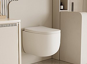 Унитаз подвесной Abber Bequem AC1104TMW белый матовый, безободковый, с крышкой микролифт, слив торнадо купить в интернет-магазине Sanbest