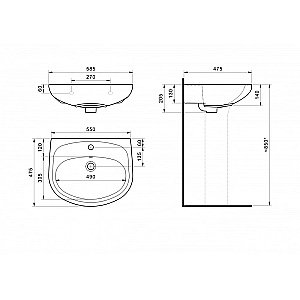 Раковина Santek Анимо 59 1.WH11.0.508 на пьедестале белая купить в интернет-магазине Sanbest