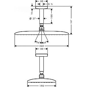 Верхний душ Hansgrohe Raindance 360 1jet EcoSmart 26604000 купить в интернет-магазине сантехники Sanbest