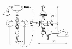 Смеситель для ванны Cezares Margot VDFM2-03/24 N золото/ручка черная купить в интернет-магазине сантехники Sanbest