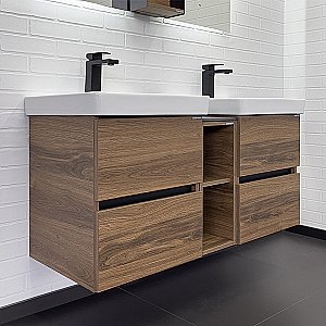 Тумба с раковиной Comforty Дартфорд 110 дуб тёмно коричневый для ванной в интернет-магазине Sanbest