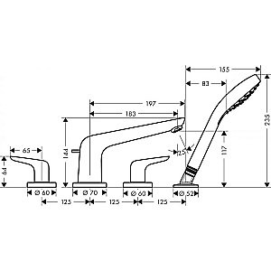 Смеситель для ванны Hansgrohe Novus 71333000 купить в интернет-магазине сантехники Sanbest