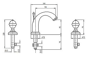 Смеситель для раковины на 3 отв. Migliore Cristalia ML.CRS-3712 хром купить в интернет-магазине сантехники Sanbest