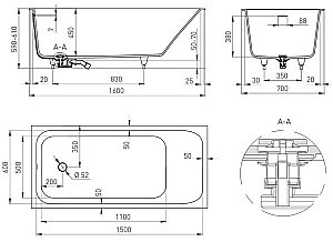 Ванна Salini Orlanda S-Sense 160x70 102115G белая купить в интернет-магазине Sanbest