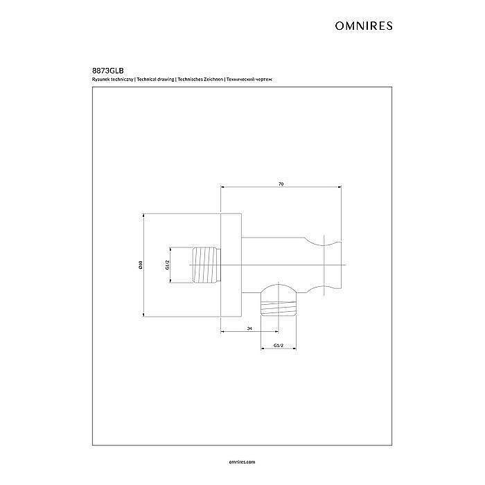 Шланговое подключение OMNIRES 8873GLB купить в интернет-магазине сантехники Sanbest