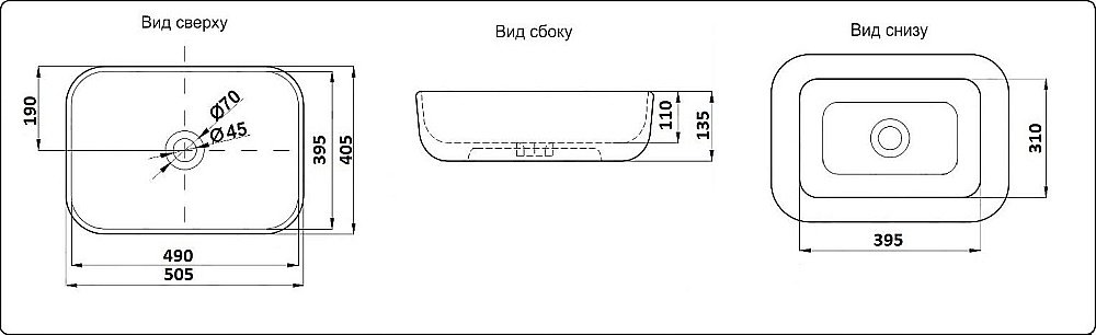 Раковина накладная Ceramalux N 50,5 78104 белая купить в интернет-магазине Sanbest