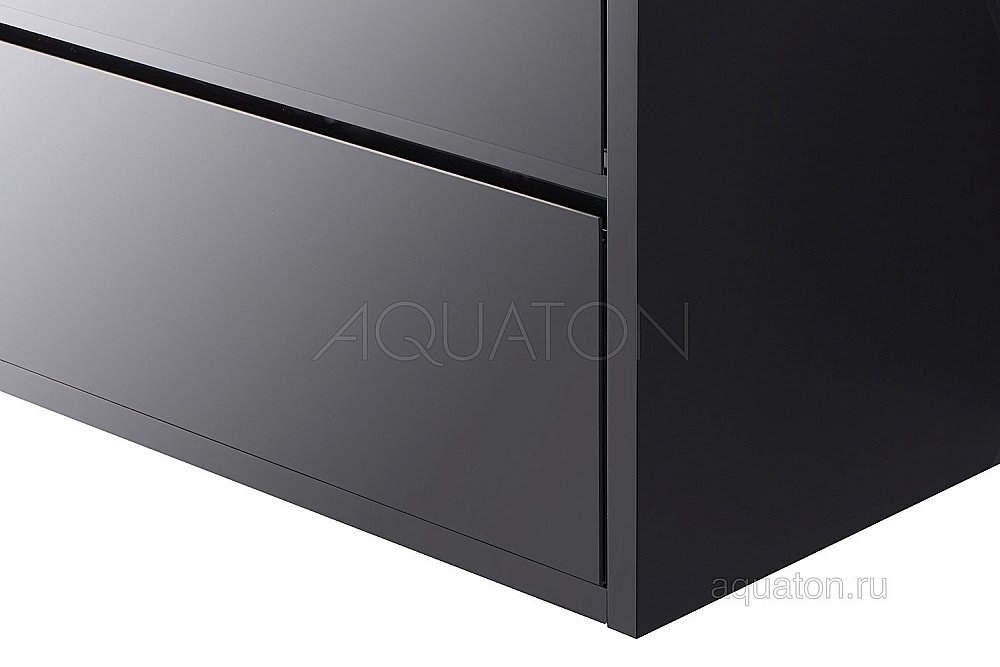 Тумба с раковиной Акватон Римини 60 черная глянцевая для ванной в интернет-магазине Sanbest