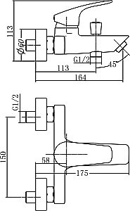 Смеситель для ванны с душем Aquanet Static AF330-20C купить в интернет-магазине сантехники Sanbest