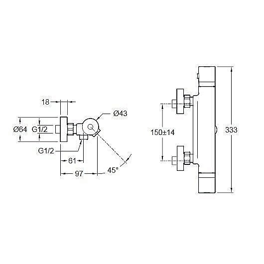 Смеситель для душа с термостатом Jacob Delafon EDGAR E29847-CP купить в интернет-магазине сантехники Sanbest