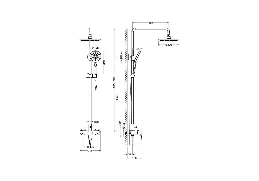 Душевая система Aquatek Бетта AQ2160MB черная матовая купить в интернет-магазине сантехники Sanbest