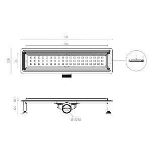 Душевой лоток Ctesi Square 70 BK4024140 купить в интернет-магазине Sanbest