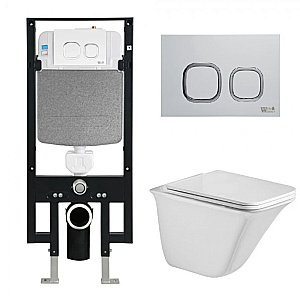 Унитаз с инсталляцией WeltWasser AMBERG 497 + ROTBACH 004 GL-WT + AMBERG RD-MT CR купить в интернет-магазине Sanbest