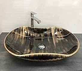 Раковина накладная Ceramalux MNC 66,5 7097 черная, бронзовая купить в интернет-магазине Sanbest