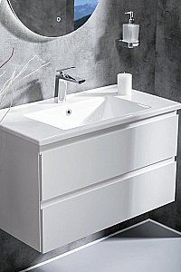 Тумба с раковиной Armadi Art Capolda 85 белая с белой ручкой для ванной в интернет-магазине Sanbest