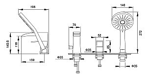 Смеситель для ванны Timo Lumi 4210/00Y хром купить в интернет-магазине сантехники Sanbest