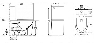 Унитаз напольный CeramaLux 2179MB черный матовый, безободковый, с бачком, с крышкой микролифт купить в интернет-магазине Sanbest