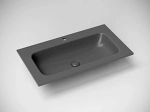 Тумба с раковиной Sancos Velta 80 VL80GG+CN7012MDH серо-зеленая/раковина темный антрацит матовый,  с отверстием для ванной в интернет-магазине Sanbest