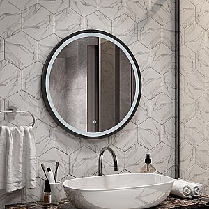 Зеркало Art&Max LIVORNO AM-Liv-600-DS-F-Nero в ванную от интернет-магазине сантехники Sanbest