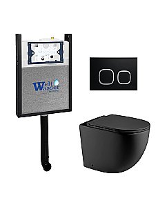 Комплект унитаза WeltWasser AMBERG 404 + MERZBACH 002 MT-BL + AMBERG RD-BL кнопка черная купить в интернет-магазине Sanbest