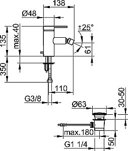 Смеситель для биде KEUCO Plan blue 53909010000 хром купить в интернет-магазине сантехники Sanbest