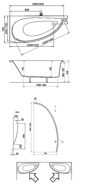 Ванна акриловая Ravak Avocado 160х75 купить в интернет-магазине Sanbest