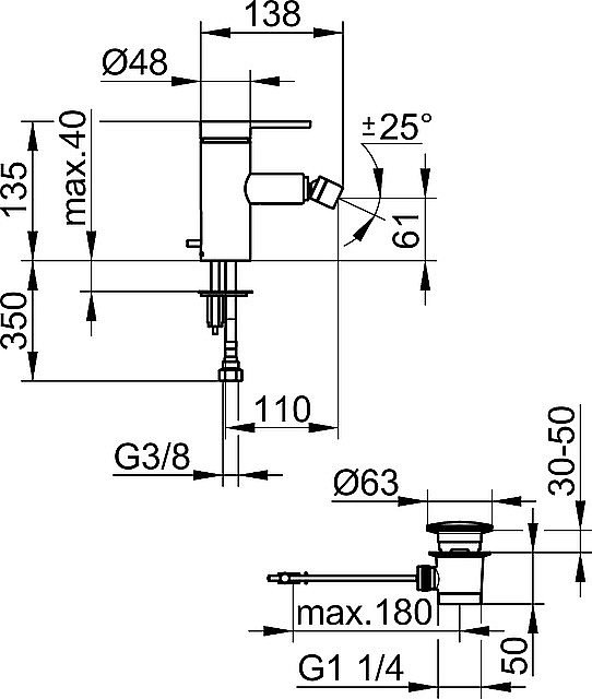 Смеситель для биде KEUCO Plan blue 53909010000 хром купить в интернет-магазине сантехники Sanbest