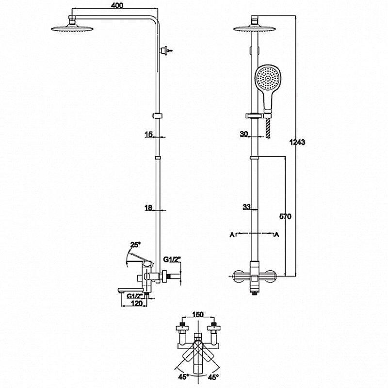 Душевая система Kaiser Sonat 35182 хром купить в интернет-магазине сантехники Sanbest