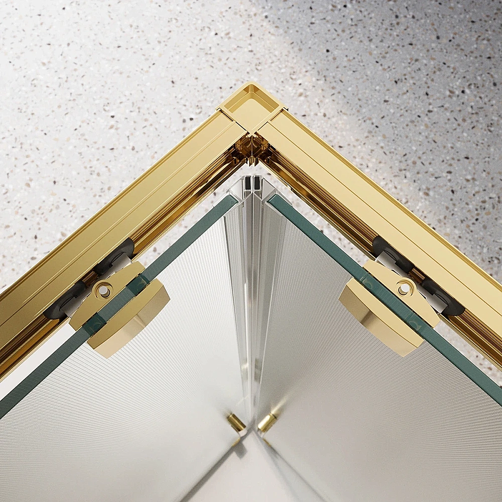 Душевой уголок BelBagno Luce A-2-90-P-ORO 90x90 стекло рифленое/профиль золото купить в интернет-магазине Sanbest